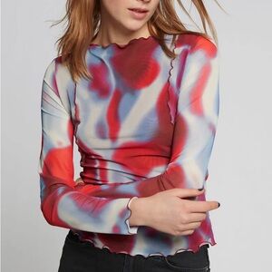 & other stories Mesh Red Swirl Top